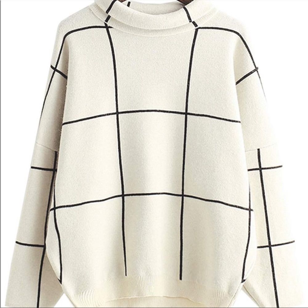 Cream Plaid Sweater